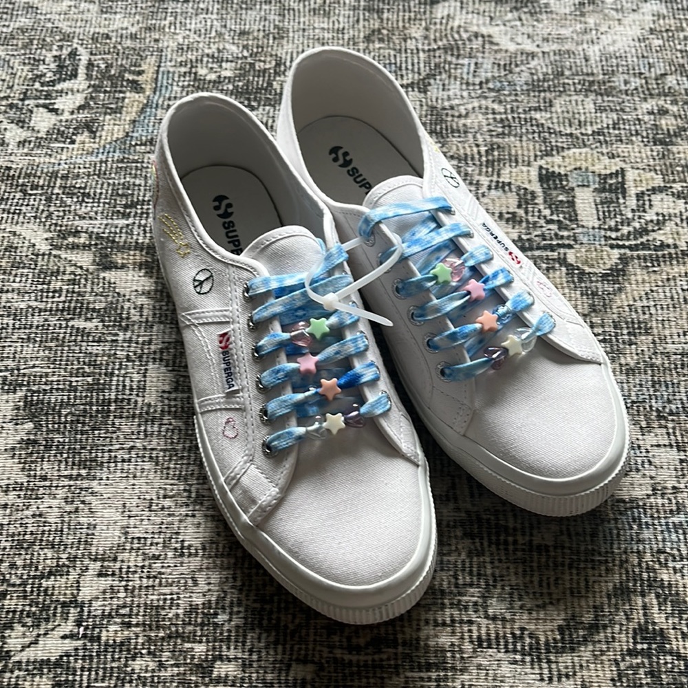 Superga Embroidered Beaded lace sneakers